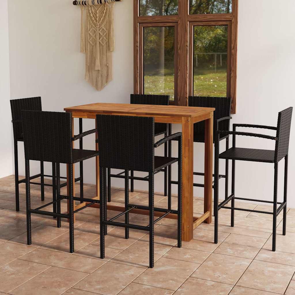 Set Bar da Giardino 7 pz Nero vidaXL