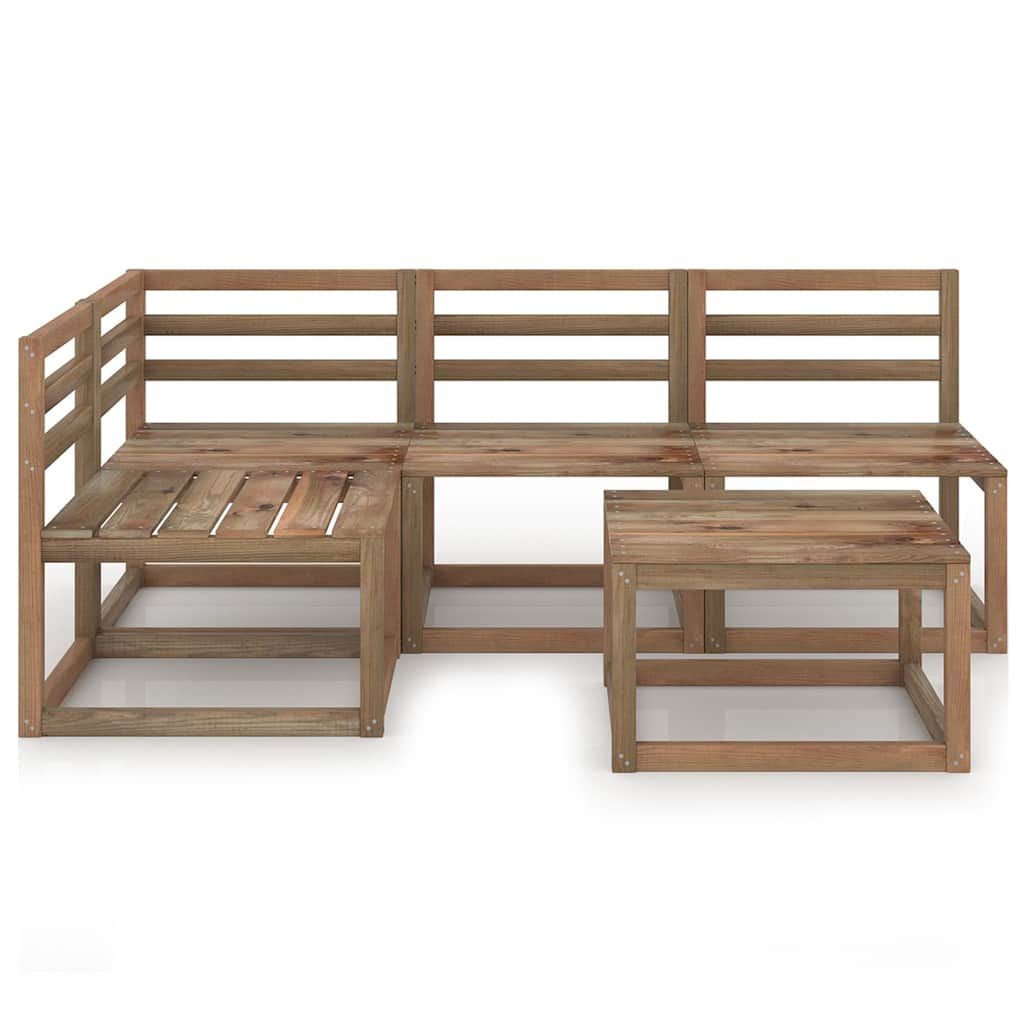 Set Salotto Giardino 5 pz in Legno di Pino Impregnato Marrone vidaXL