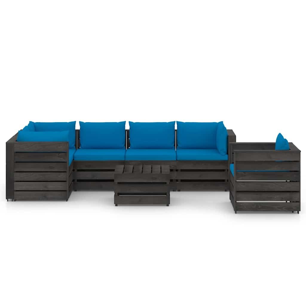 Set Divani da Giardino con Cuscini 7 pz Legno Impregnato Grigio vidaXL