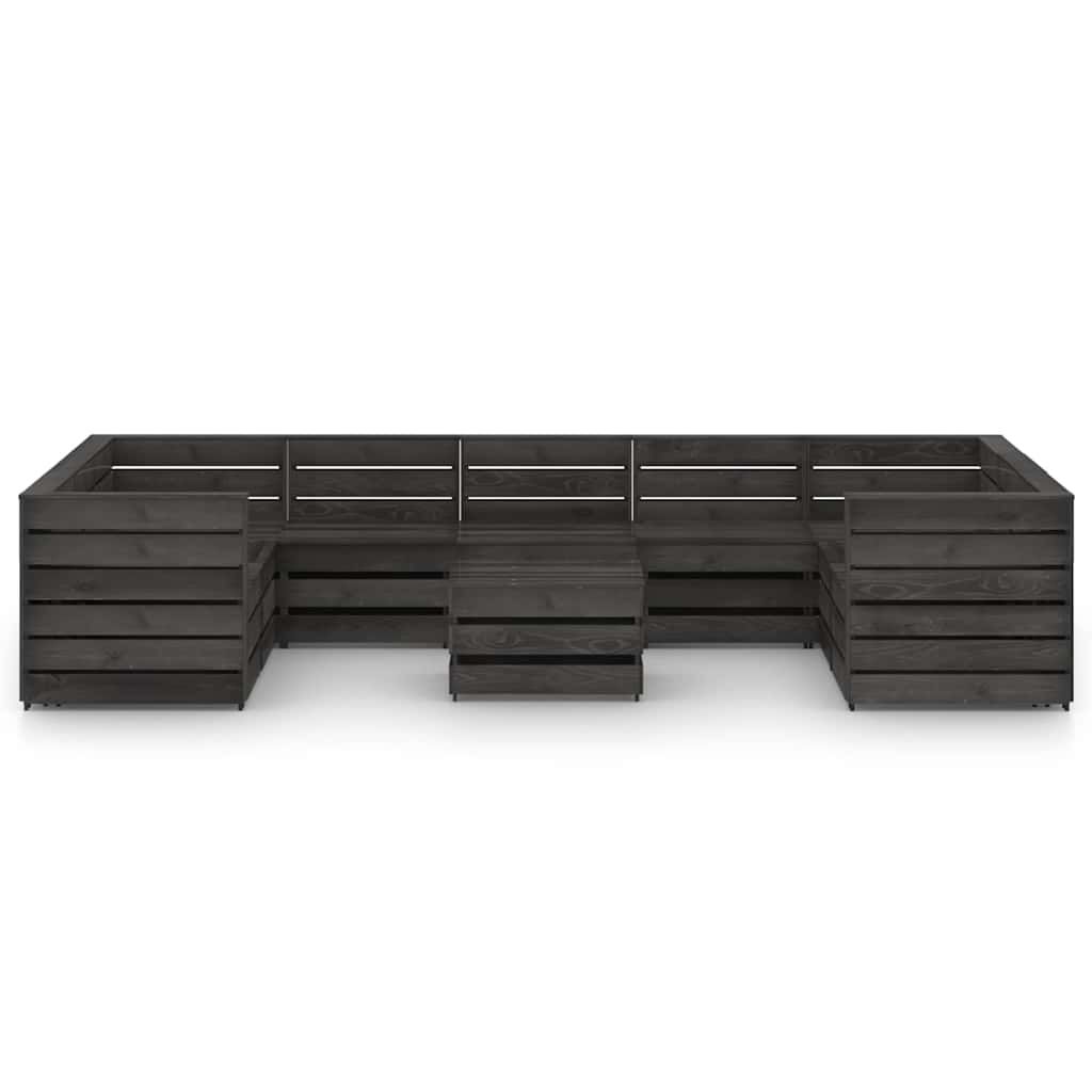 Set Salotto da Giardino 10pz in Legno di Pino Impregnato Grigio vidaXL