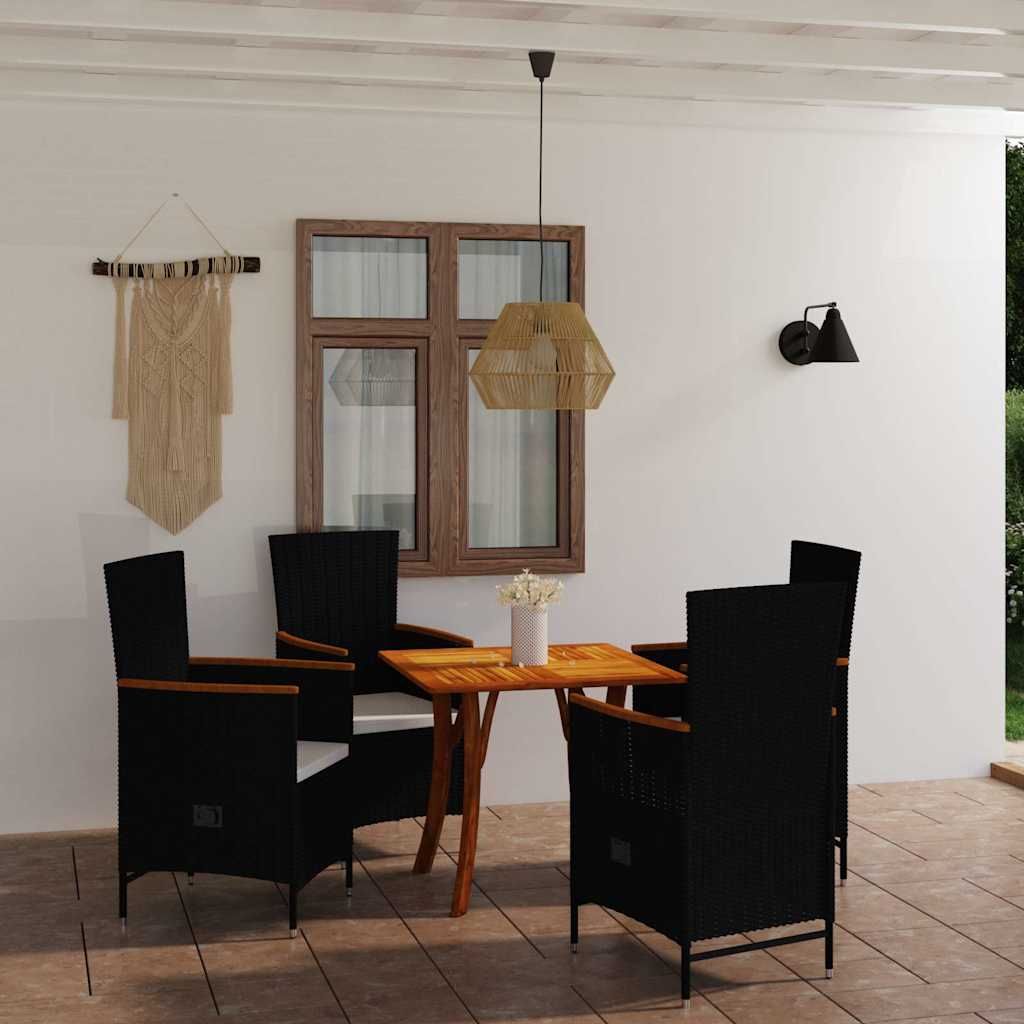 Set Mobili da Pranzo per Giardino 5 pz Nero vidaXL