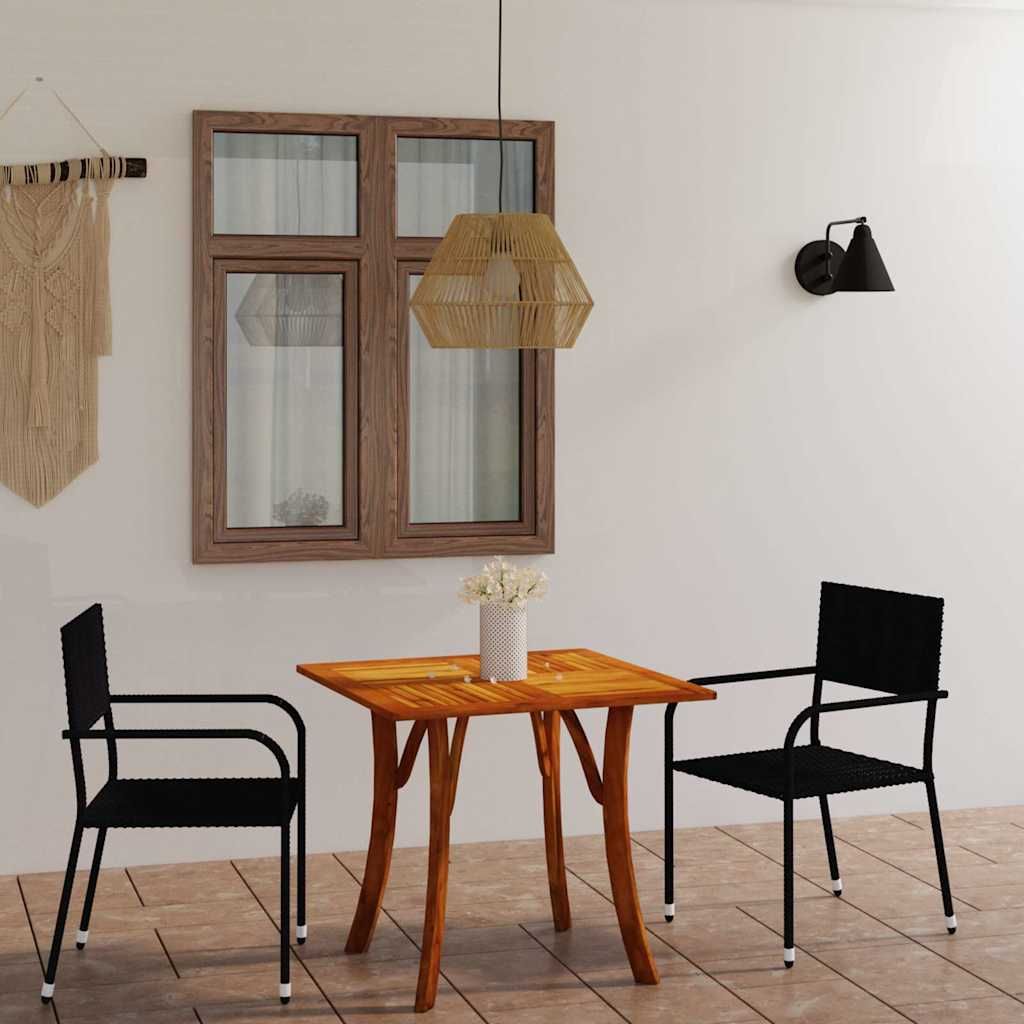 Set Mobili da Pranzo per Giardino 3 pz Nero vidaXL