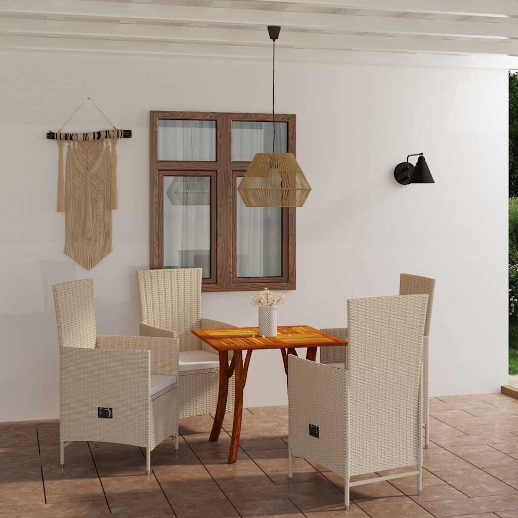 Set Mobili da Pranzo per Giardino 5 pz Beige vidaXL