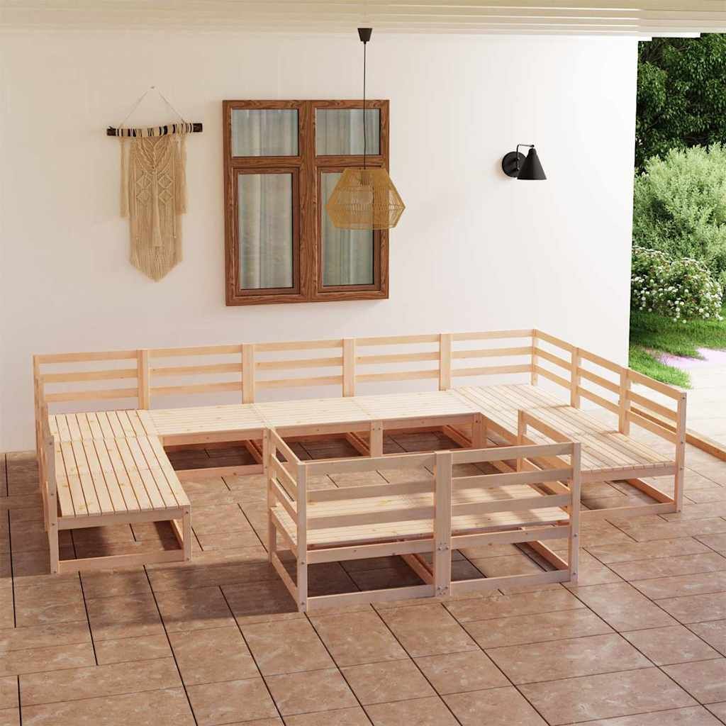 Set Divani da Giardino 11 pz in Legno Massello di Pino vidaXL