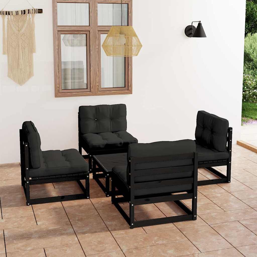 Set Divani da Giardino 5 pz con Cuscini Legno Massello di Pino vidaXL