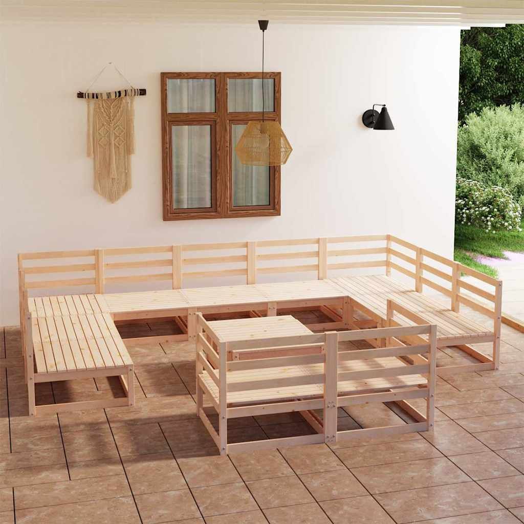 Set Divani da Giardino 12 pz in Legno Massello di Pino vidaXL