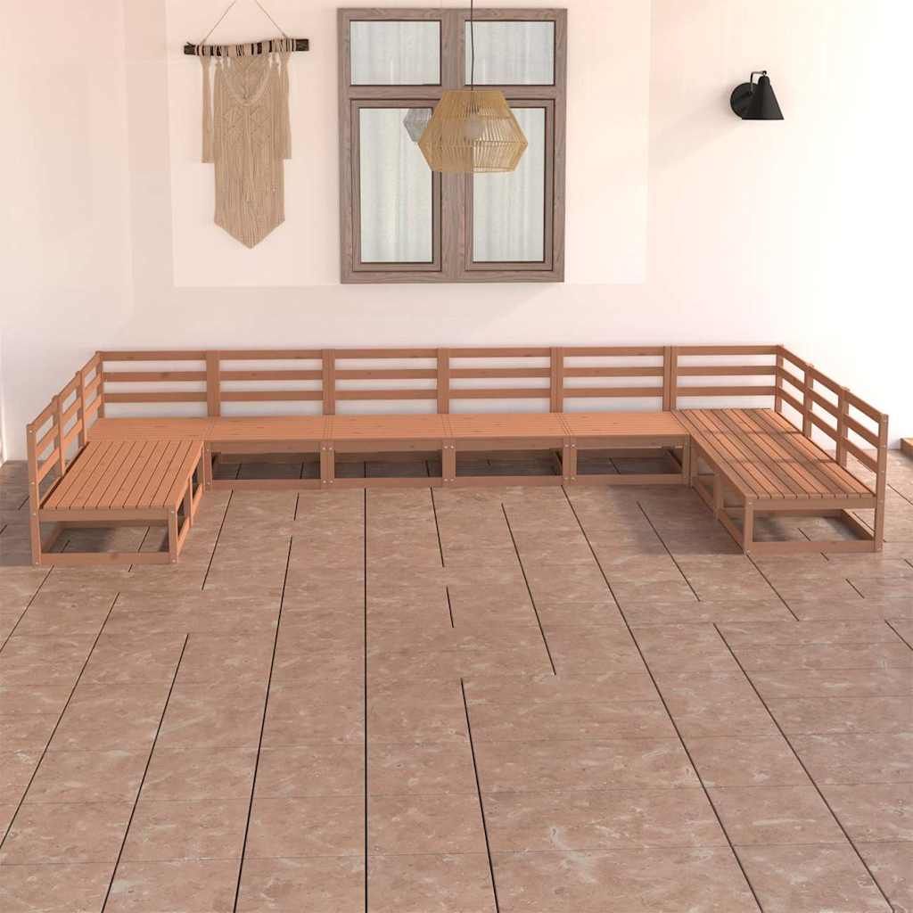 Set Divani da Giardino 10 pz in Legno Massello di Pino vidaXL