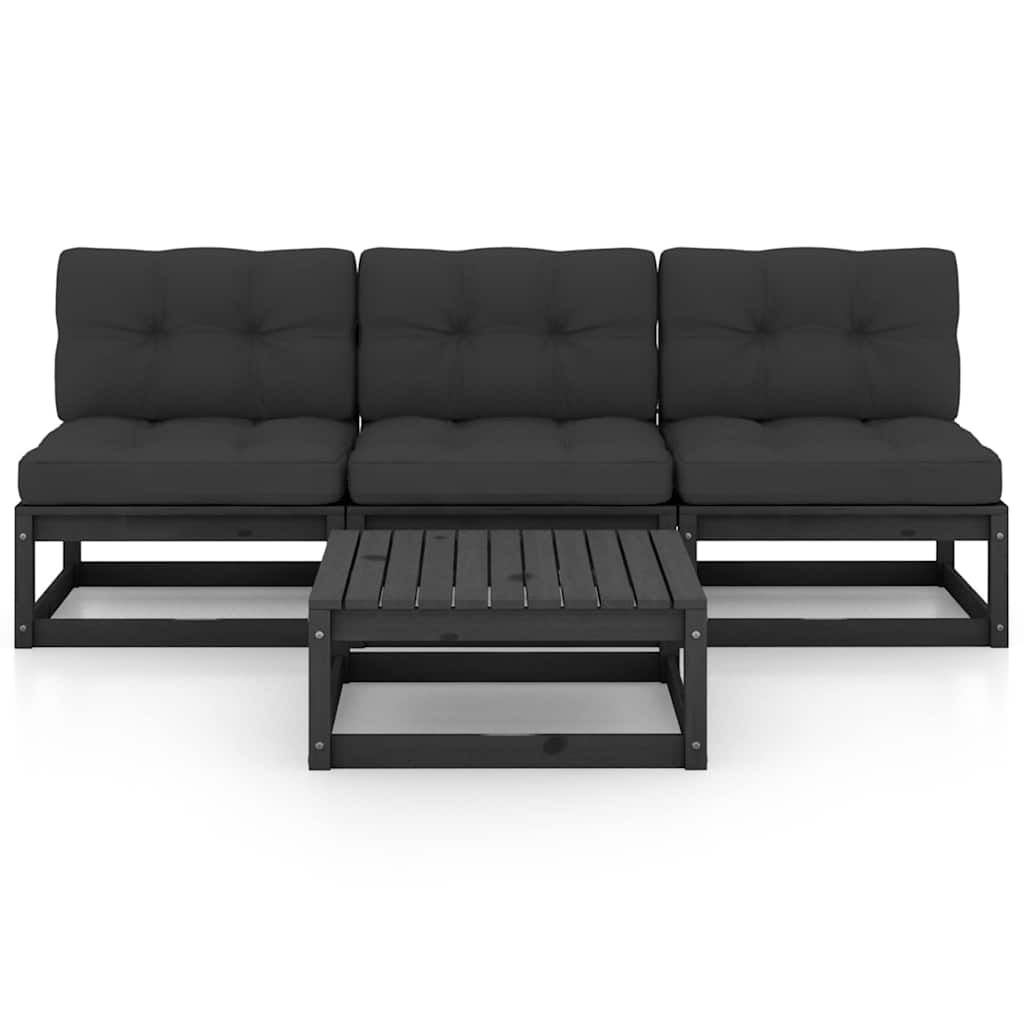 Set Divani da Giardino 4 pz con Cuscini Legno Massello Pino vidaXL