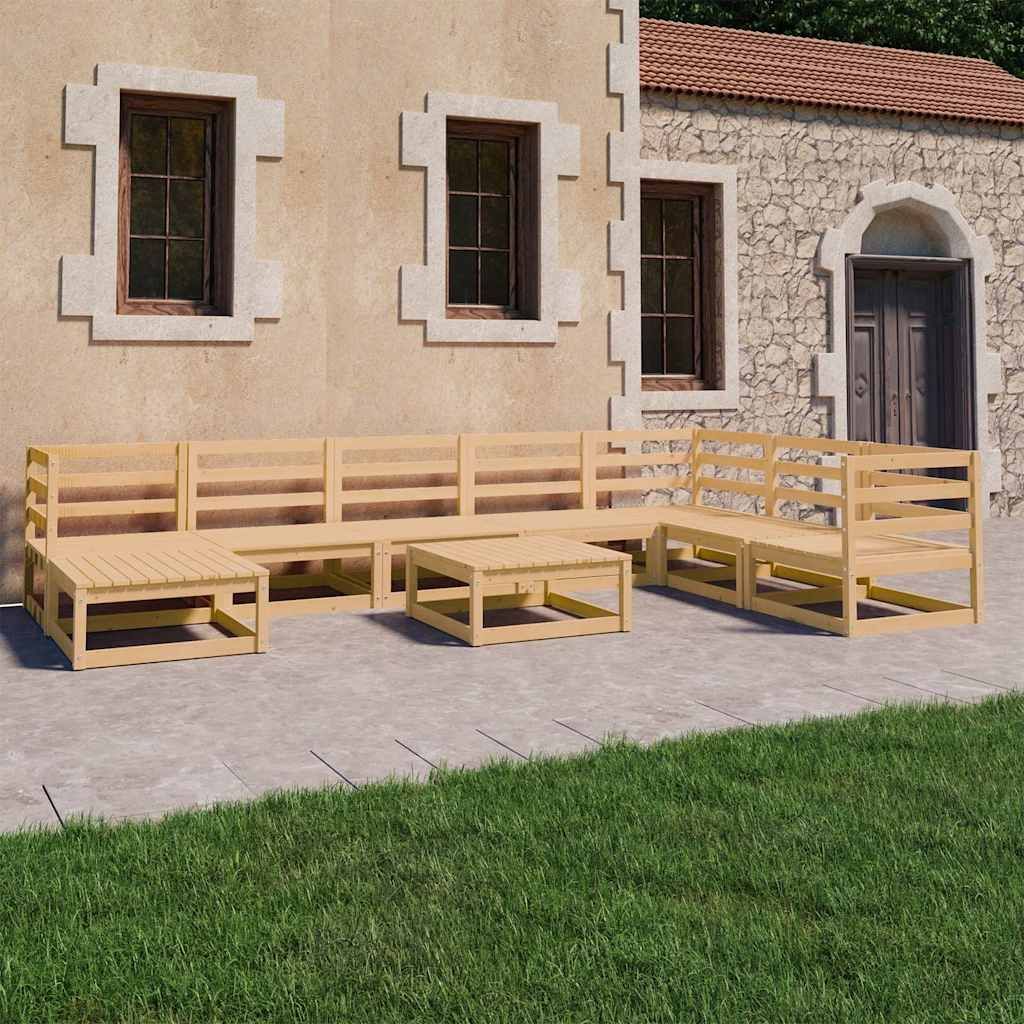 Set Divani da Giardino 9 pz in Legno Massello di Pino vidaXL
