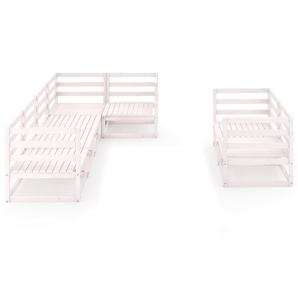Set Divani da Giardino 8 pz Bianchi in Legno Massello di Pino vidaXL