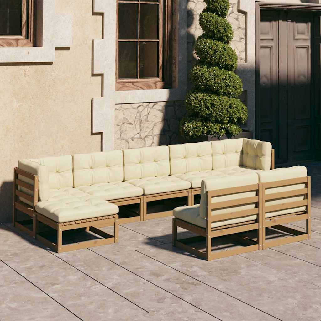 Set Salotto Giardino e Cuscini 9 pz Legno Massello Pino Ambra vidaXL