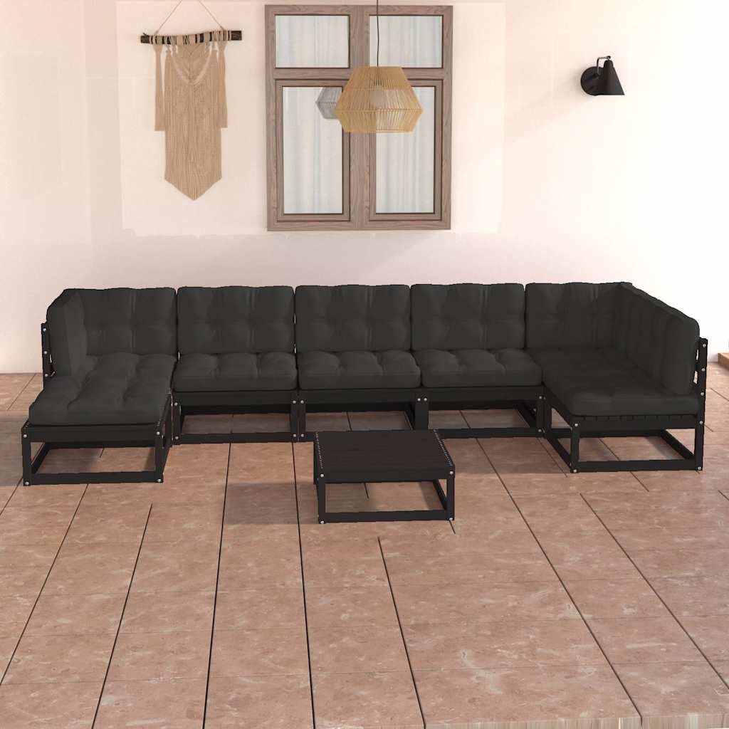 Set Salotto Giardino 8 pz Cuscini Antracite Legno Massello Pino vidaXL