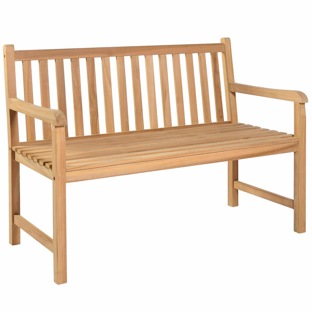 Panca da Giardino con Cuscino Grigio 120 cm Massello di Teak vidaXL