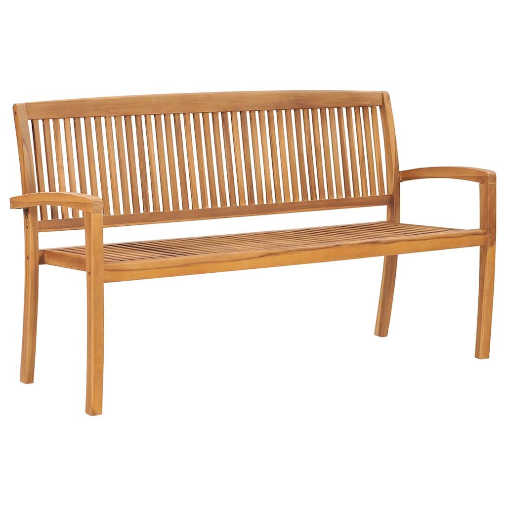 Panchina da Giardino Impilabile e Cuscino 159cm Teak Massello vidaXL