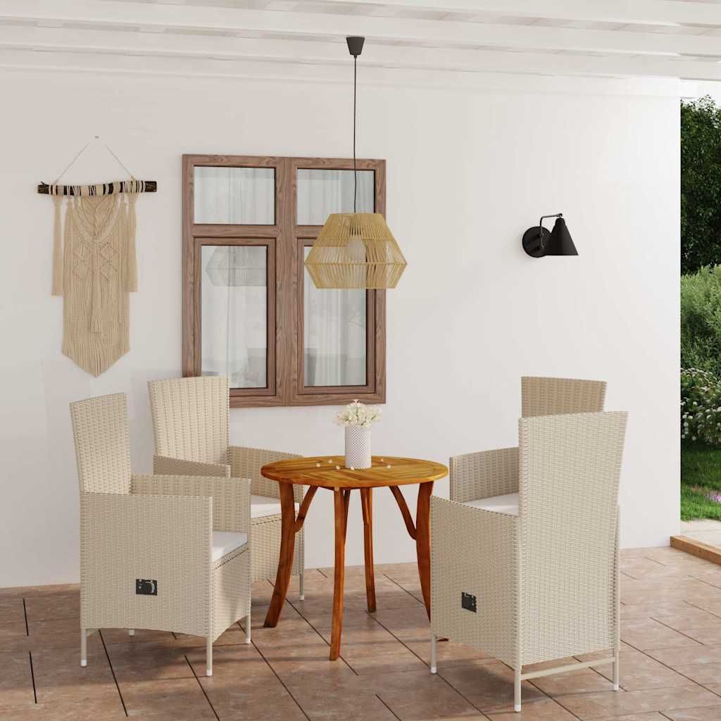 Set Mobili da Pranzo per Giardino 5 pz Beige vidaXL