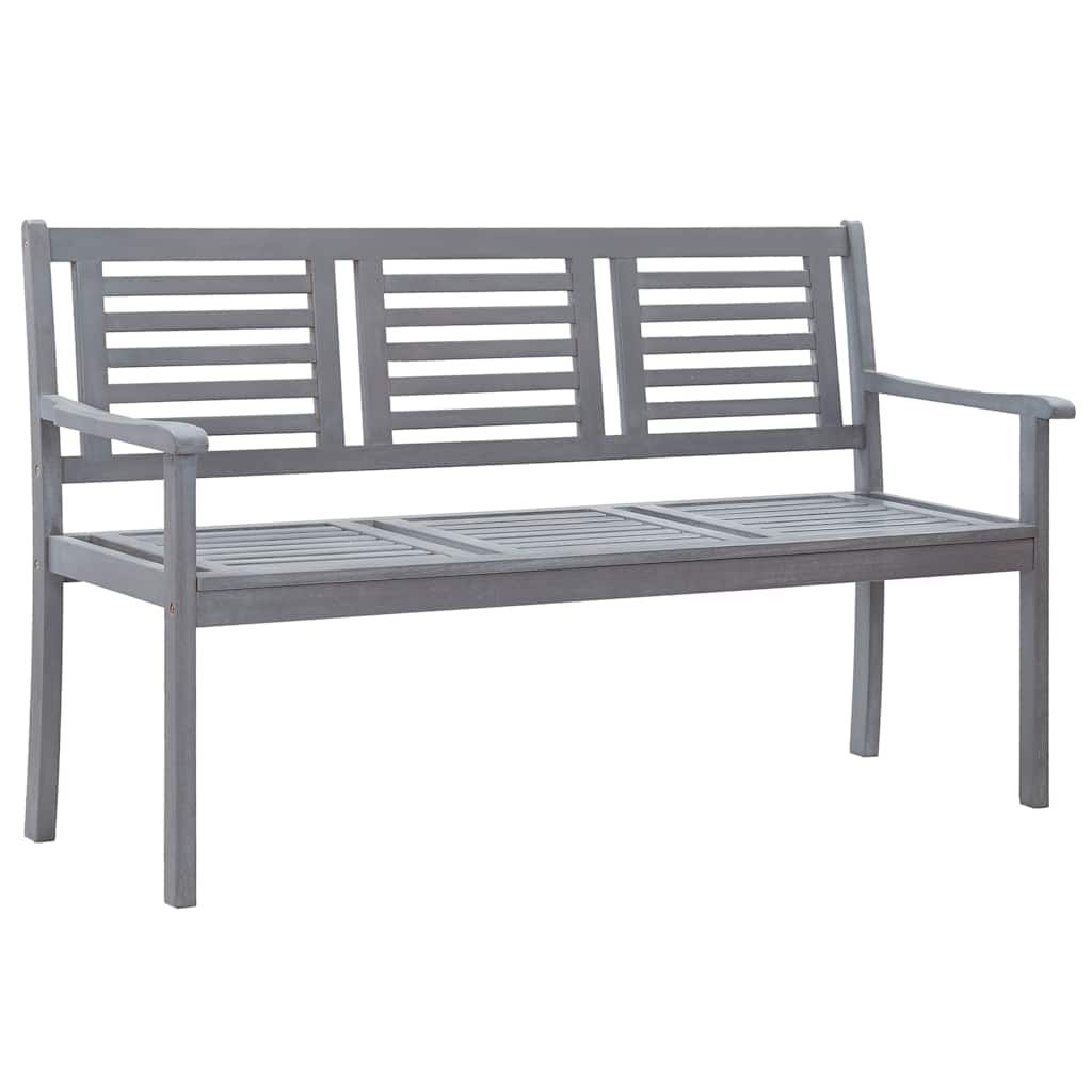 Panca da Giardino 3 Posti con Cuscino 150cm Grigia in Eucalipto vidaXL