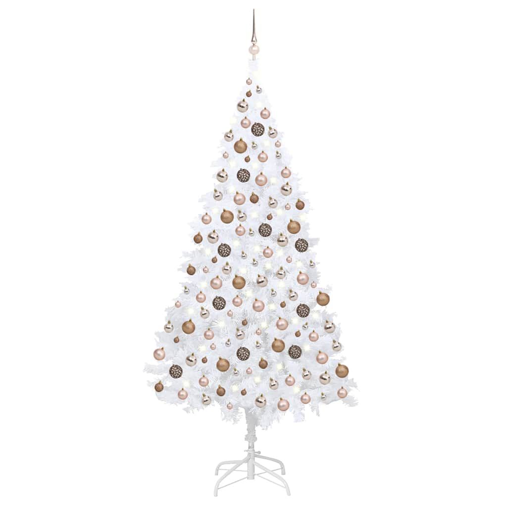 Albero di Natale Preilluminato con Palline Bianco 210 cm PVC vidaXL