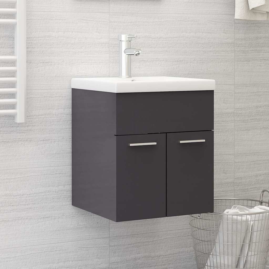 Mobile Bagno con Lavabo Integrato Grigio Lucido in Truciolato vidaXL