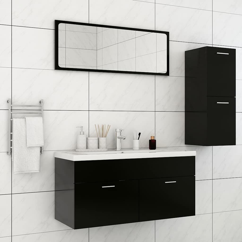 Set Mobili da Bagno Nero in Truciolato vidaXL