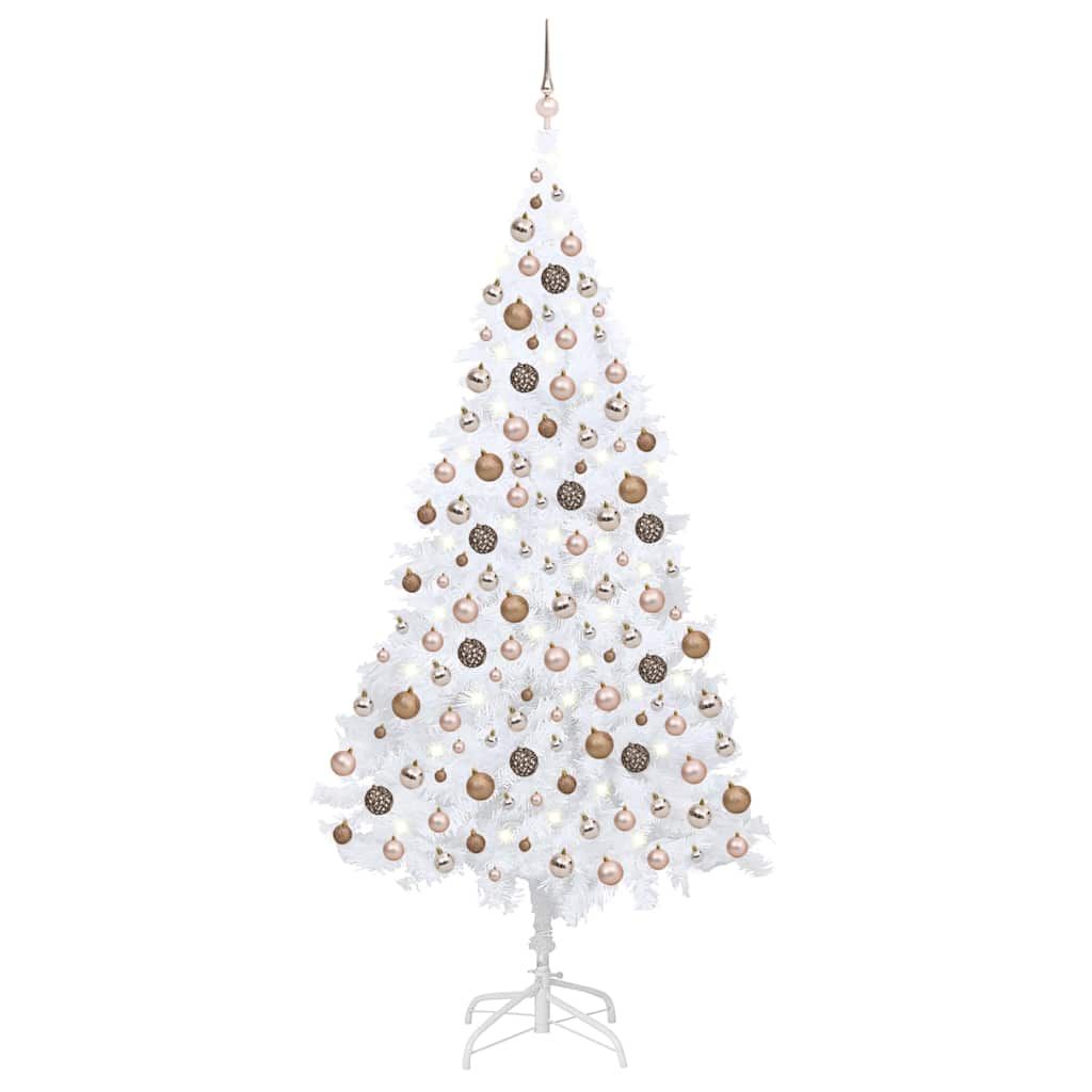 Albero di Natale Preilluminato con Palline Bianco 240 cm PVC vidaXL