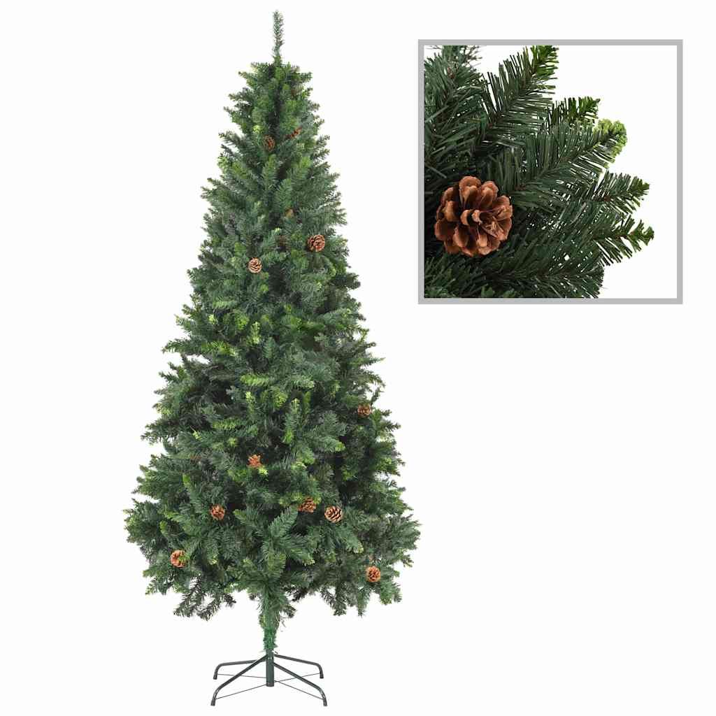 Albero di Natale Preilluminato con Palline e Pigne 210 cm vidaXL