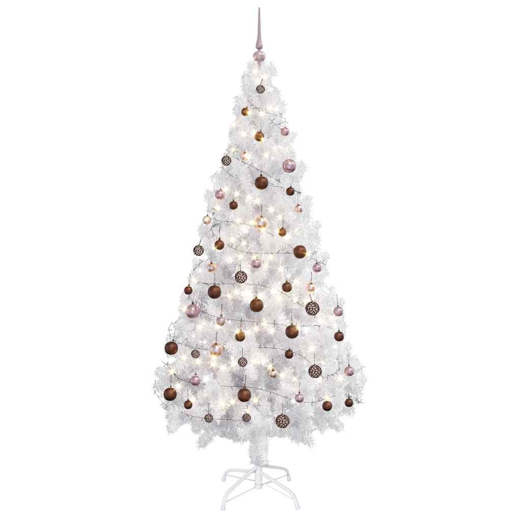 Albero di Natale Preilluminato con Palline Bianco 180 cm PVC vidaXL
