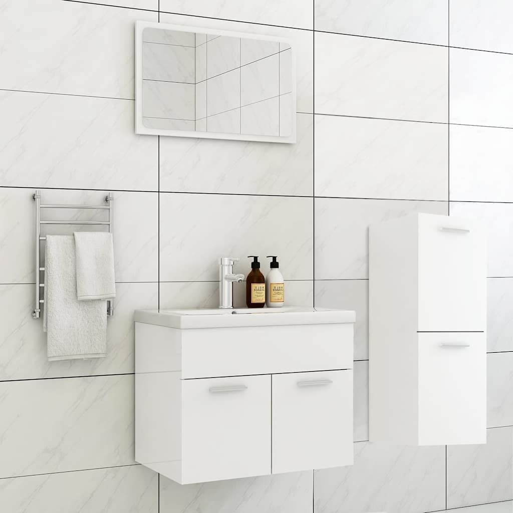Set Mobili da Bagno Bianco Lucido in Legno Multistrato vidaXL
