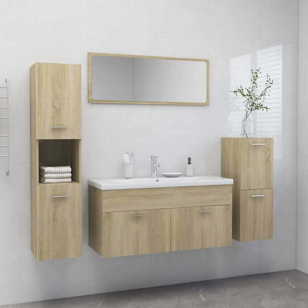 Set Mobili da Bagno Rovere Sonoma in Truciolato vidaXL
