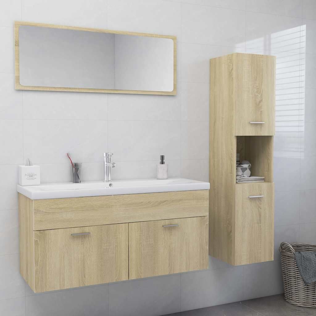 Set Mobili da Bagno Rovere Sonoma in Legno Multistrato vidaXL