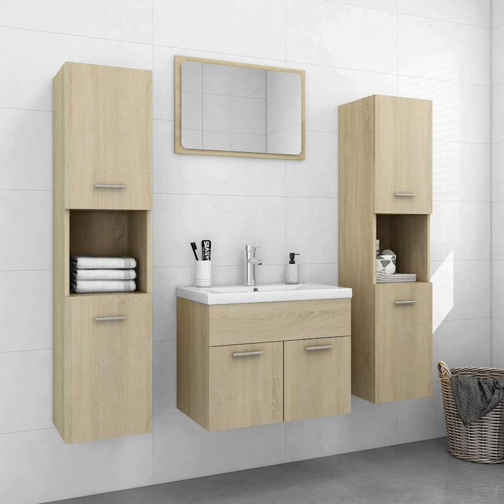 Set Mobili da Bagno Rovere Sonoma in Legno Multistrato vidaXL