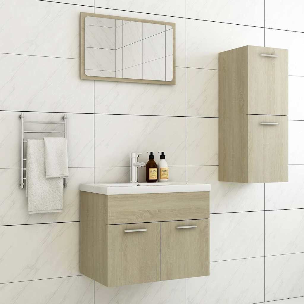 Set Mobili da Bagno Rovere Sonoma in Truciolato vidaXL