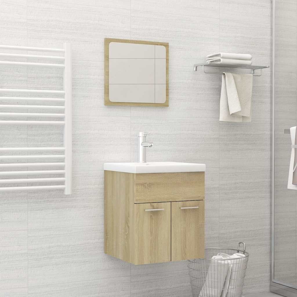 Set Mobili da Bagno Rovere Sonoma in Truciolato vidaXL