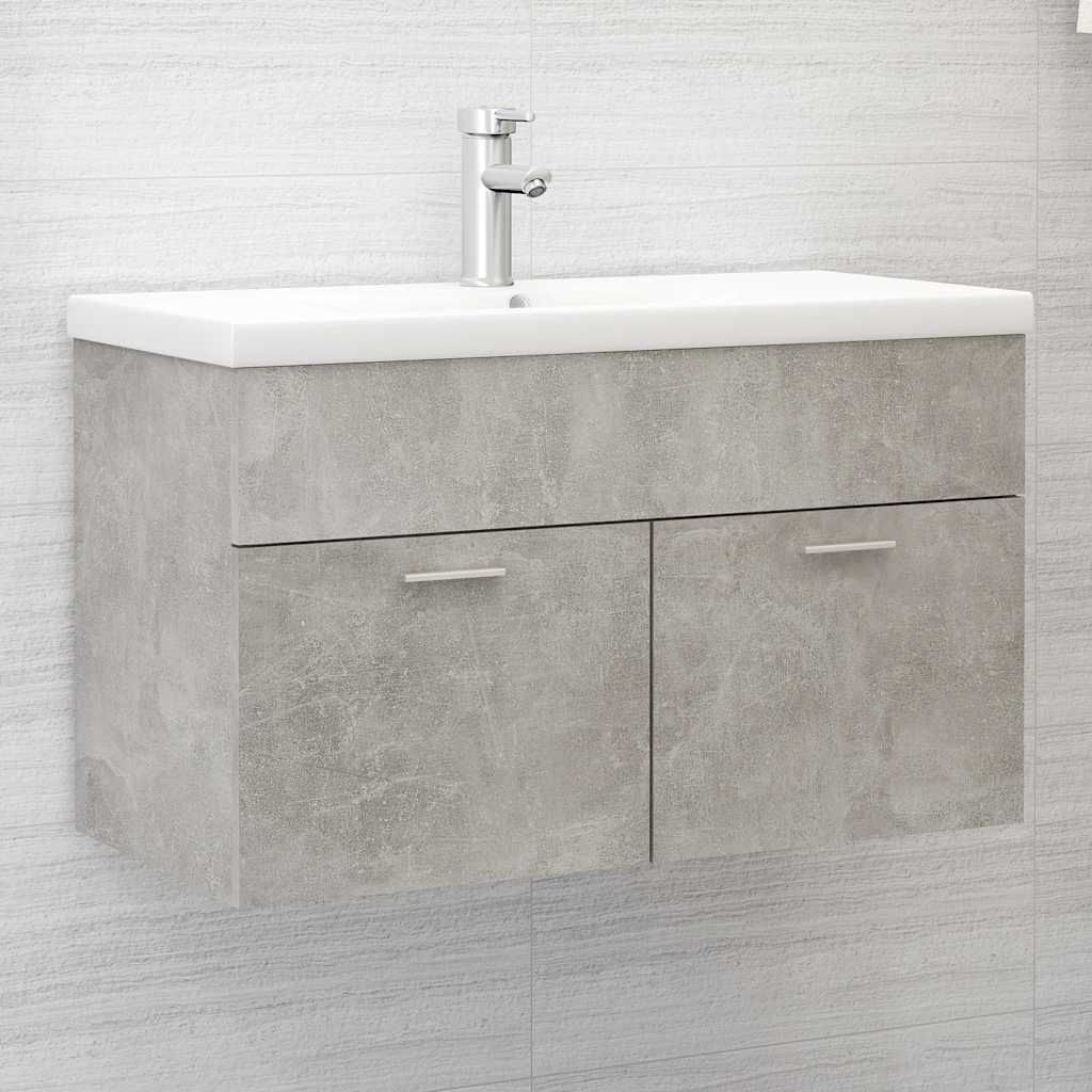Mobile Bagno con Lavabo Integrato Grigio Cemento in Truciolato vidaXL