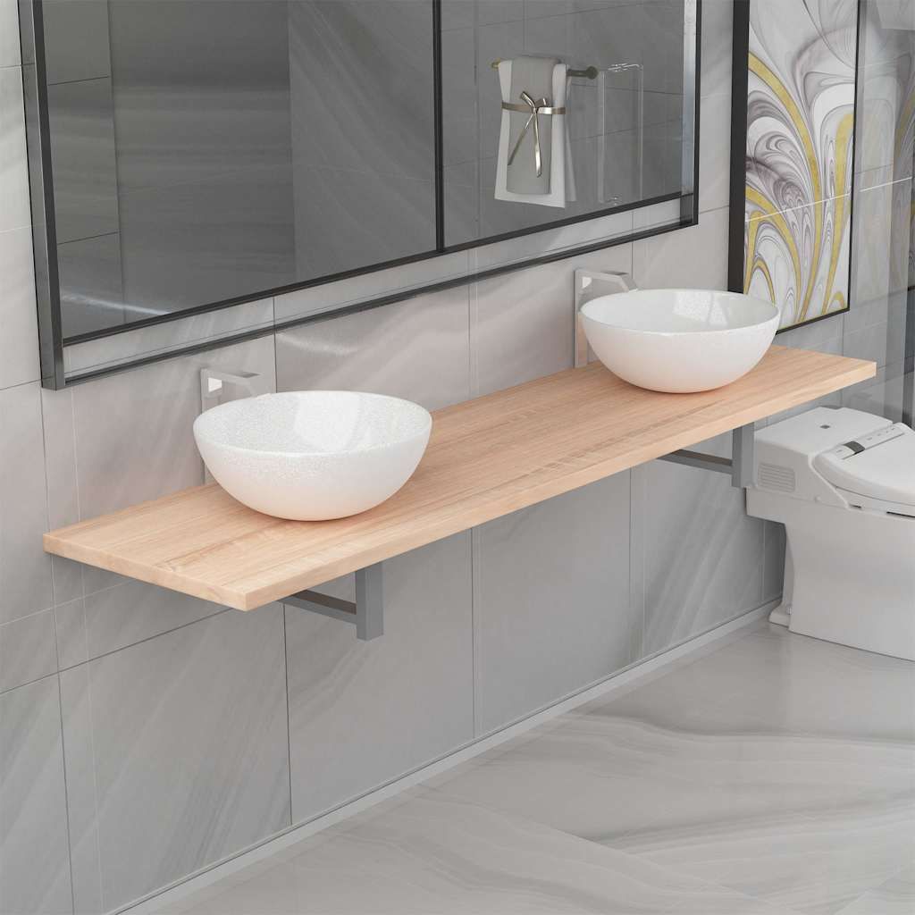 Set Mobili da Bagno 3 pz Ceramica Rovere vidaXL