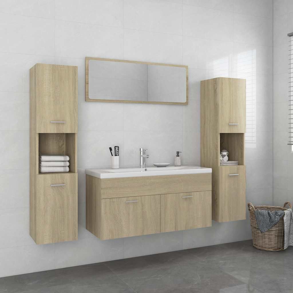 Set Mobili da Bagno Rovere Sonoma in Truciolato vidaXL
