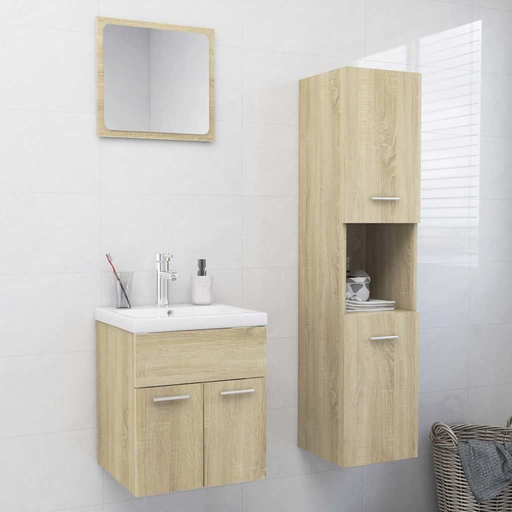 Set Mobili da Bagno Rovere Sonoma in Legno Multistrato vidaXL