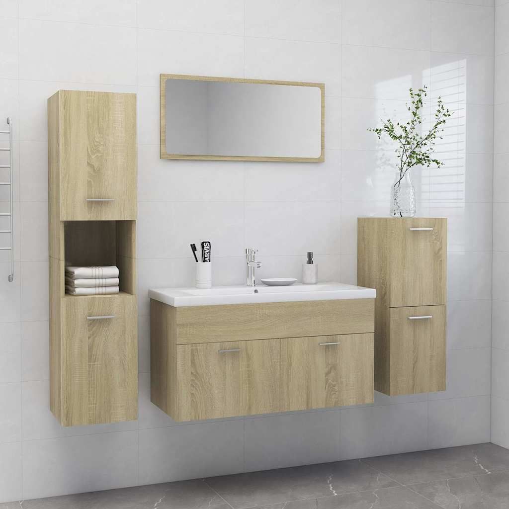 Set Mobili da Bagno Rovere Sonoma in Legno Multistrato vidaXL