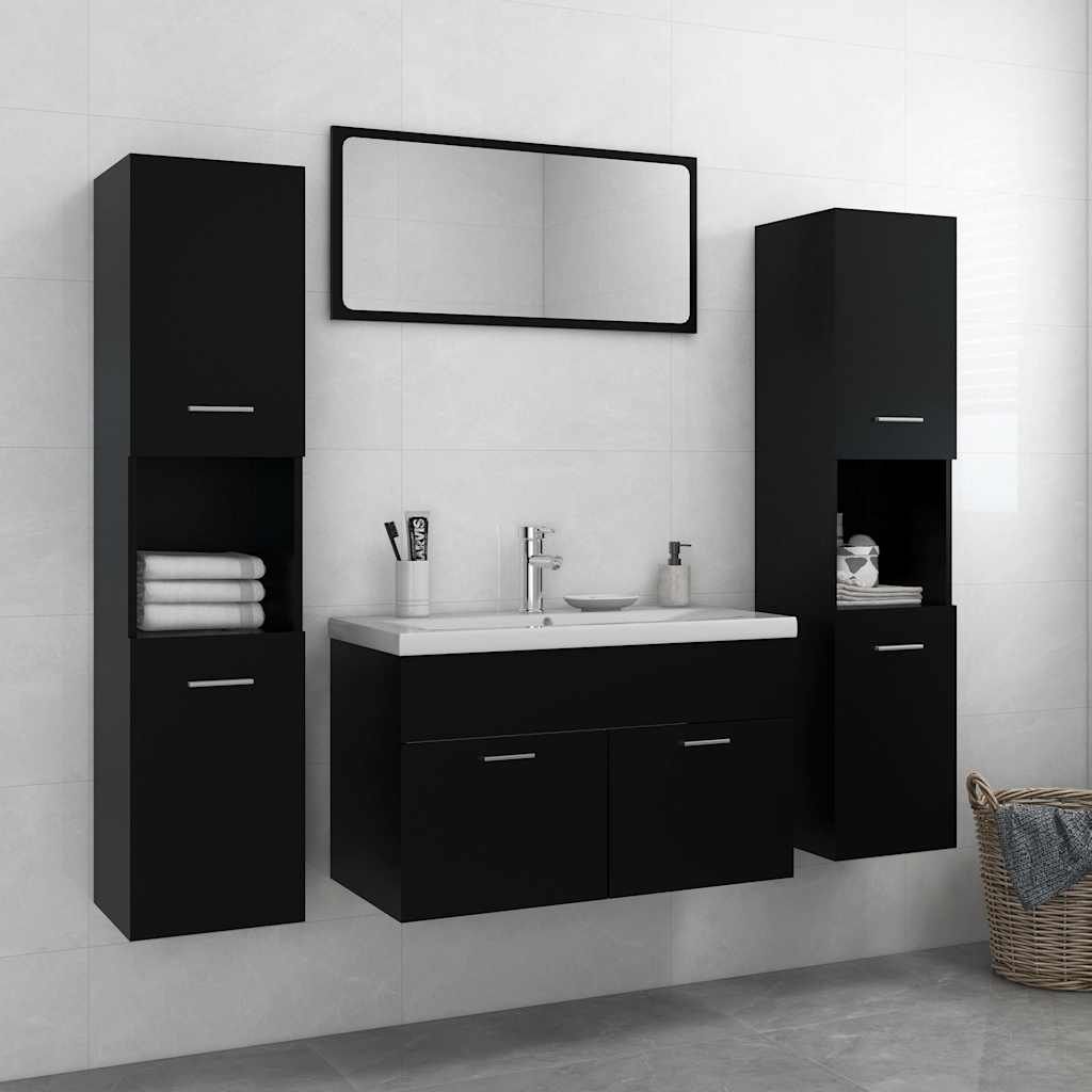 Set Mobili da Bagno Nero in Legno Multistrato vidaXL
