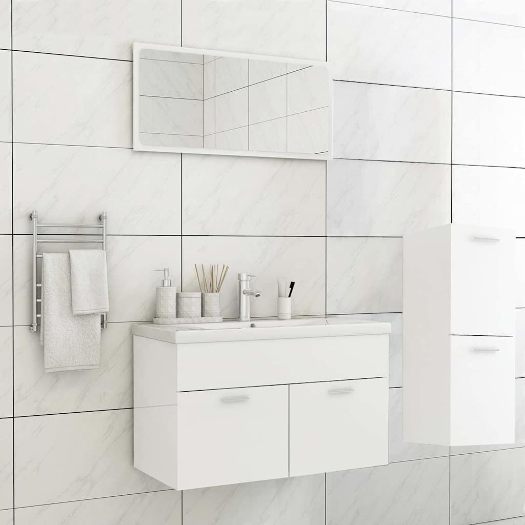 Set Mobili da Bagno Bianco Lucido in Legno Multistrato vidaXL