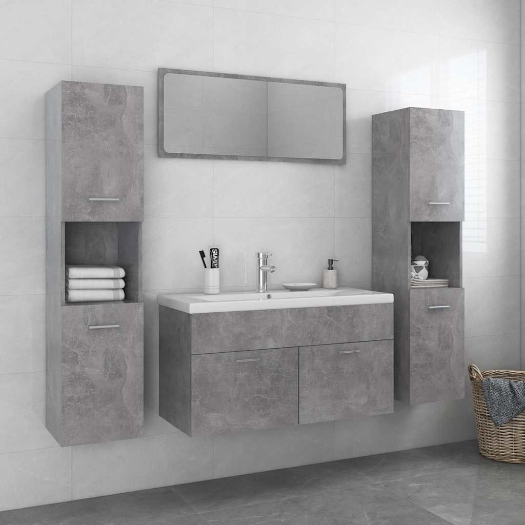 Set Mobili da Bagno Grigio Cemento in Truciolato vidaXL