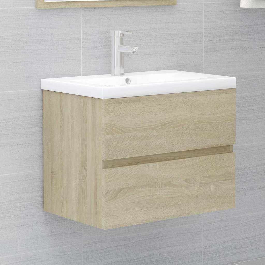 Mobile con Lavabo Integrato Rovere Sonoma in Legno Multistrato vidaXL