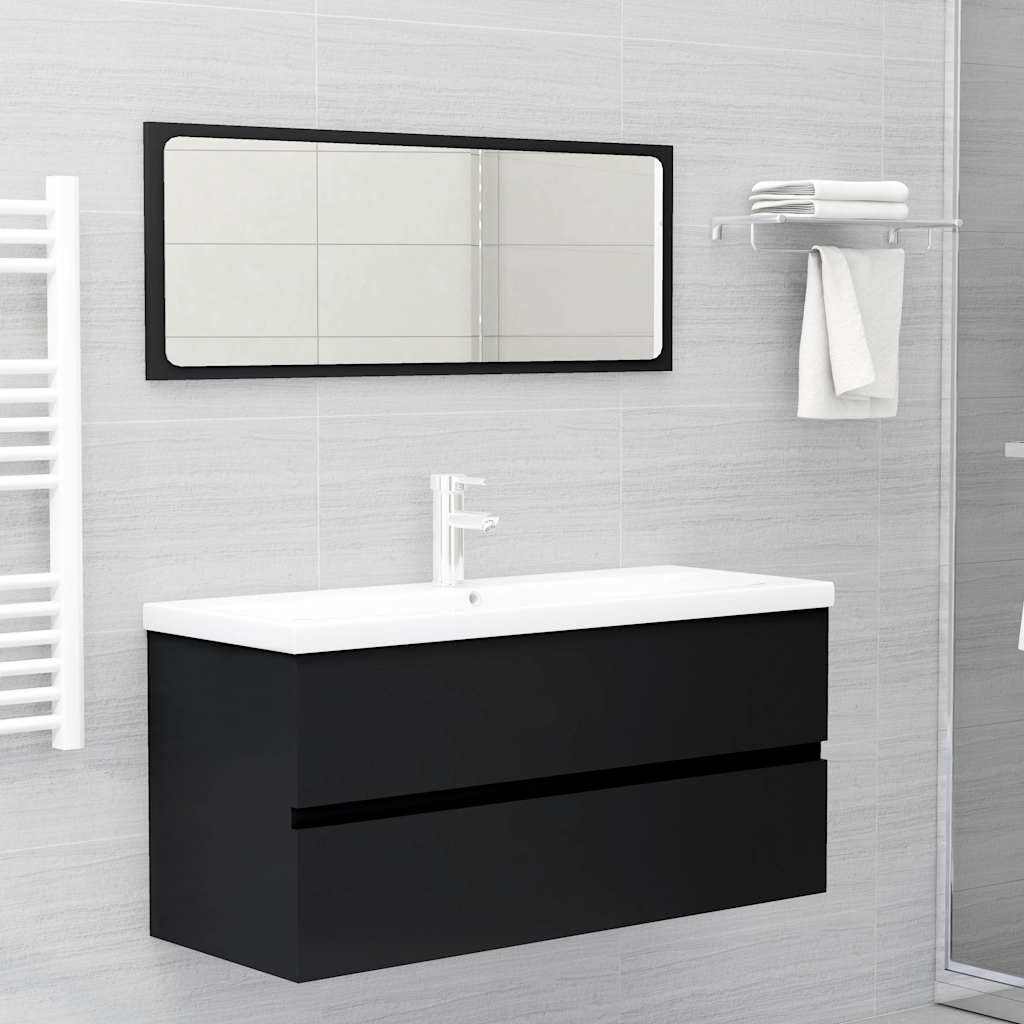 Set Mobili da Bagno Nero in Legno Multistrato vidaXL