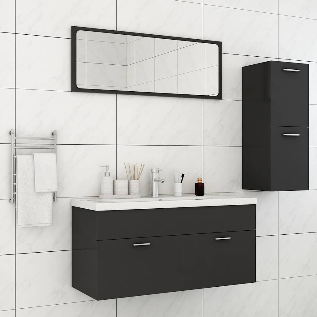 Set Mobili da Bagno Grigio in Truciolato vidaXL