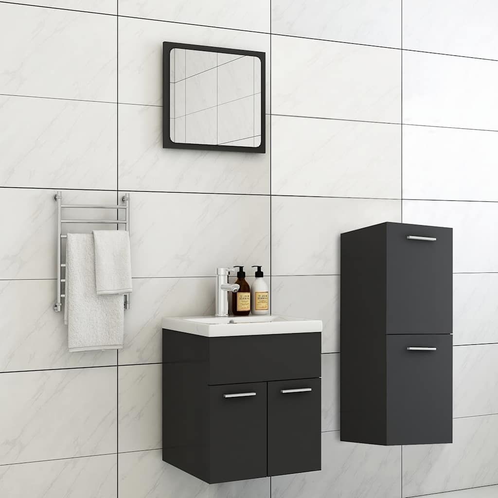 Set Mobili da Bagno Grigio in Legno Multistrato vidaXL