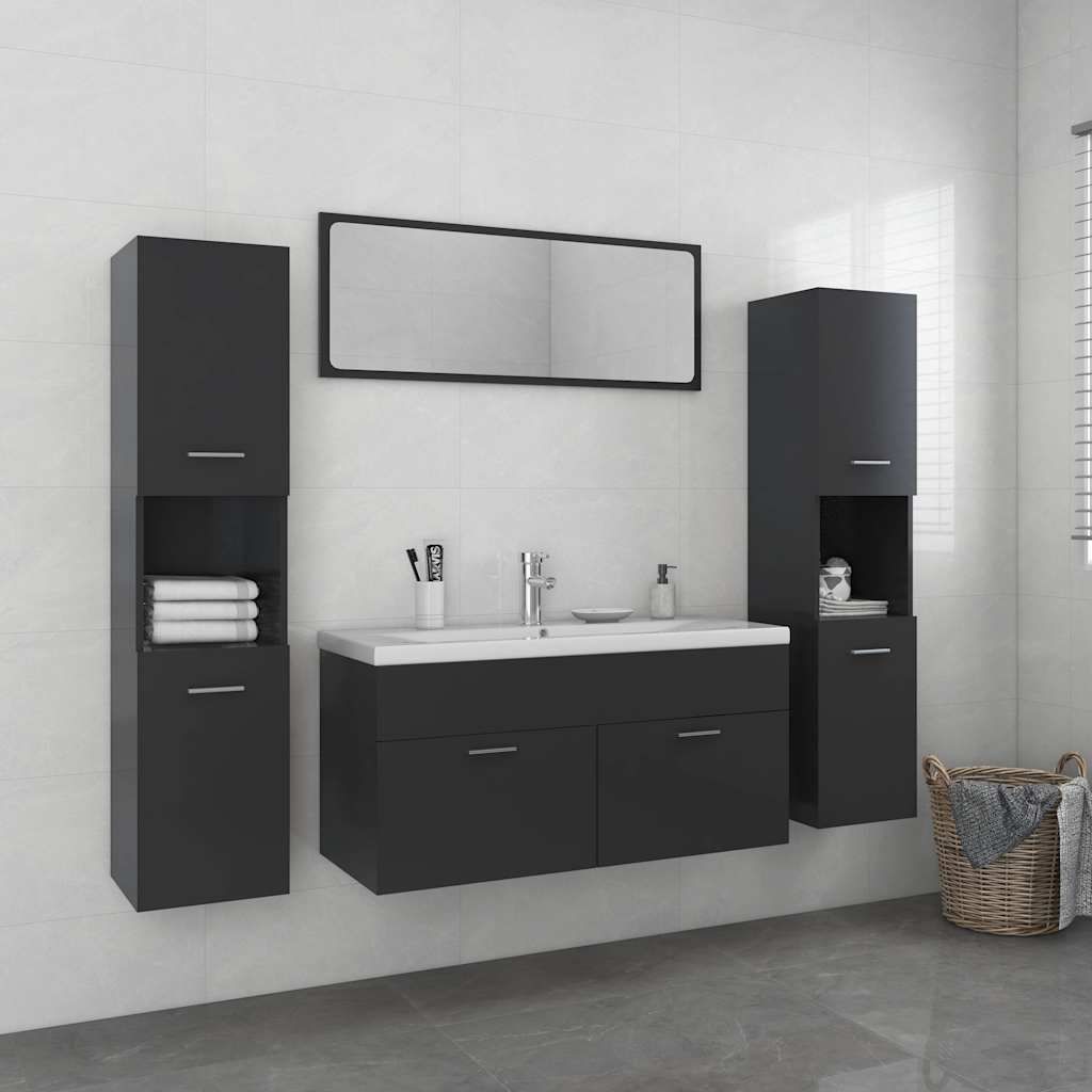 Set Mobili da Bagno Grigio in Truciolato vidaXL