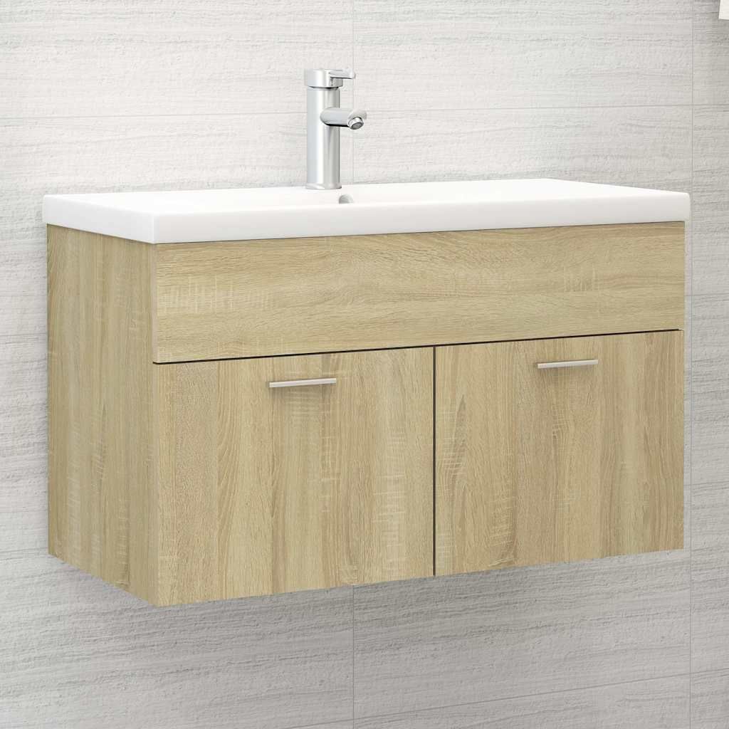 Mobile Bagno con Lavabo Integrato Rovere Sonoma in Truciolato vidaXL