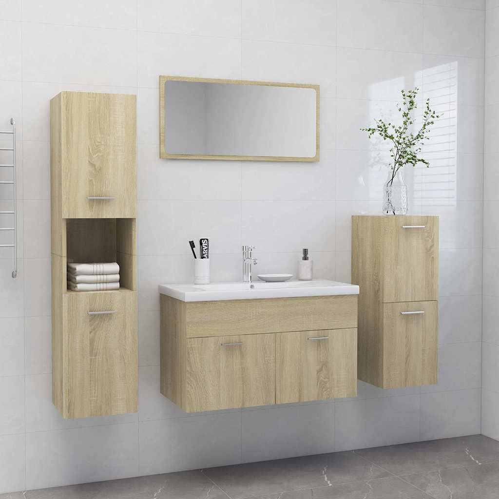 Set Mobili da Bagno Rovere Sonoma in Truciolato vidaXL