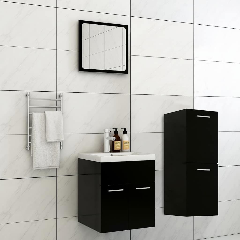 Set Mobili da Bagno Nero in Legno Multistrato vidaXL