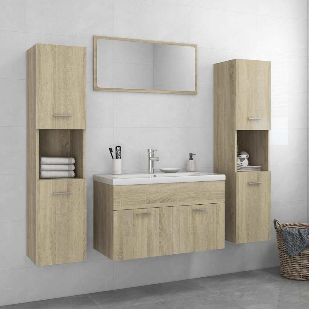 Set Mobili da Bagno Rovere Sonoma in Legno Multistrato vidaXL
