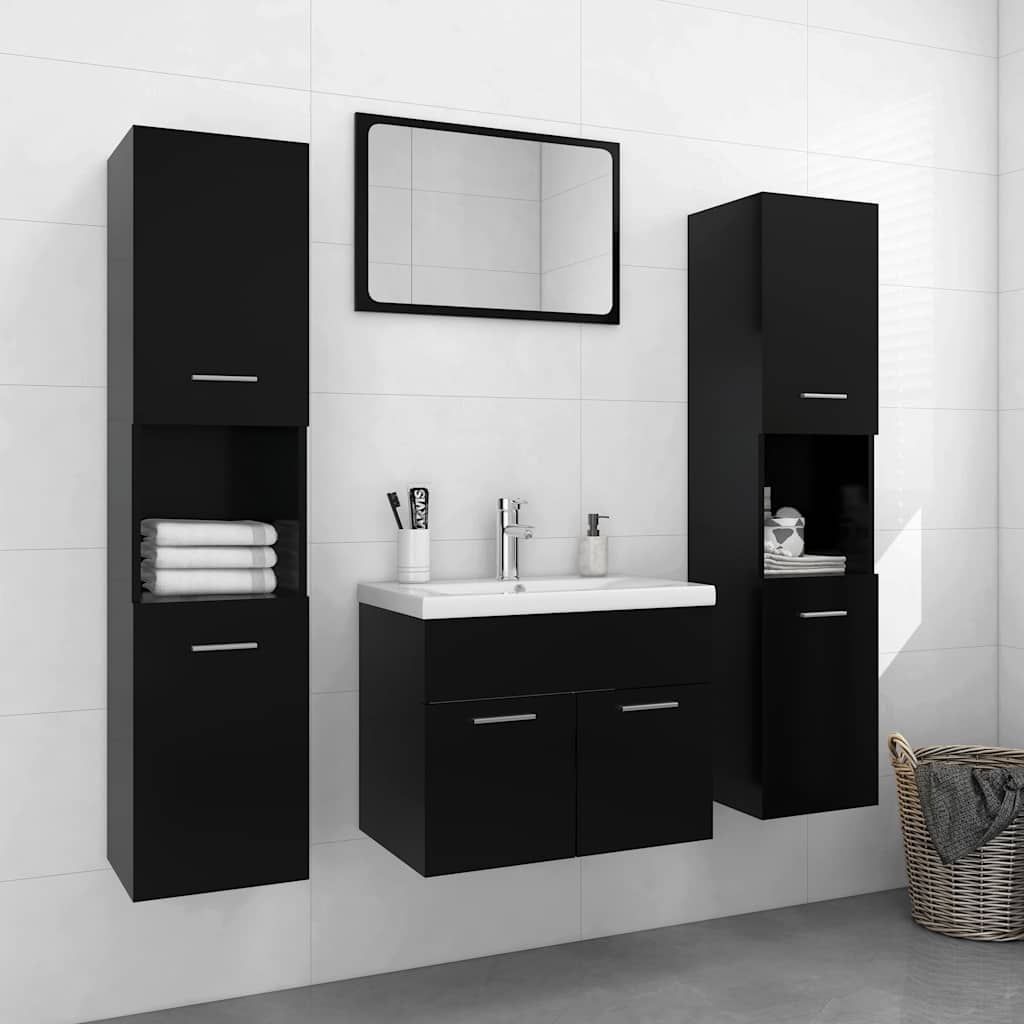 Set Mobili da Bagno Nero in Truciolato vidaXL